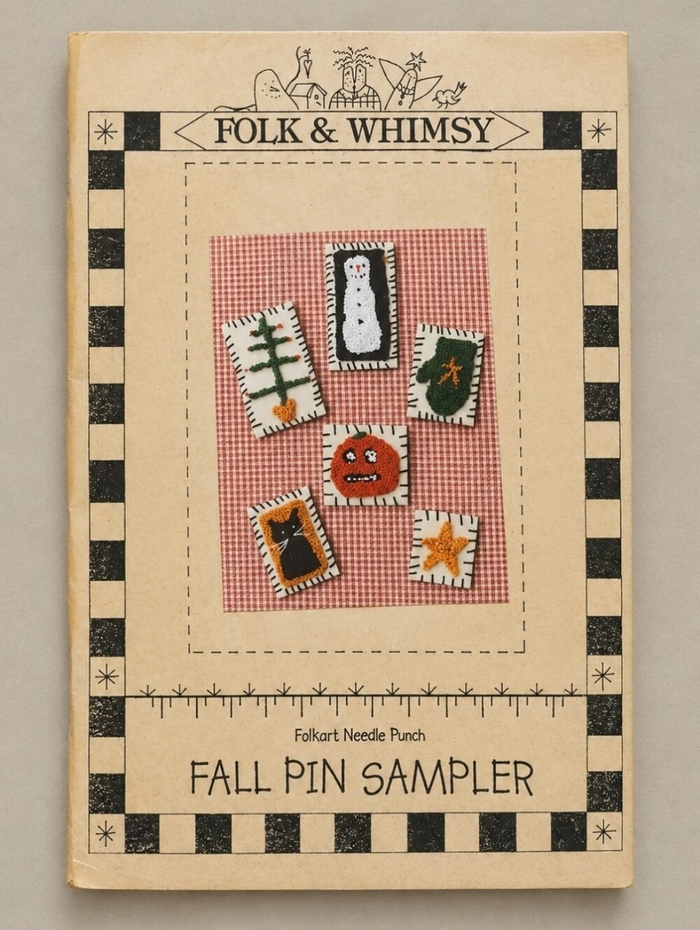 Vintage Folk & Whimsy Fall Punch Needle Kit Primitive Folk Art Pins